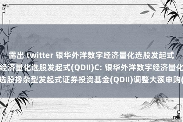 露出 twitter 银华外洋数字经济量化选股发起式(QDII)A,银华外洋数字经济量化选股发起式(QDII)C: 银华外洋数字经济量化选股搀杂型发起式证券投资基金(QDII)调整大额申购(含按期定额投资)业务的公告